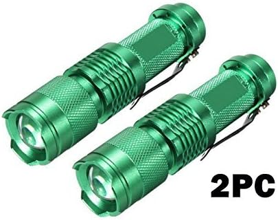 2PCS WAYLLSHINE? GREEN 7W 300LM Mini CREE X-PE LED Flashlight Torch Adjustable Focus Zoom Light Lamp for Riding, Camping, Hiking, Hunting &amp; Indoor Activities by WAYLLSHINE