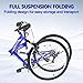 Murtisol Folding Mountain Bikes 26” Foldable Bikes with Softtail Full Suspension & Designed Folding Fork & Adjustable Seat & 7 Speeds Derailleur (Blue White)thumb 2