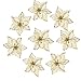 Amajoy 12pcs Glitter Poinsettia Christmas Tree Ornament Artificial Wedding Christmas Flowers Xmas Tree Wreaths Decor Ornament, 5.5inch, Red and Gold for Choice (Gold)