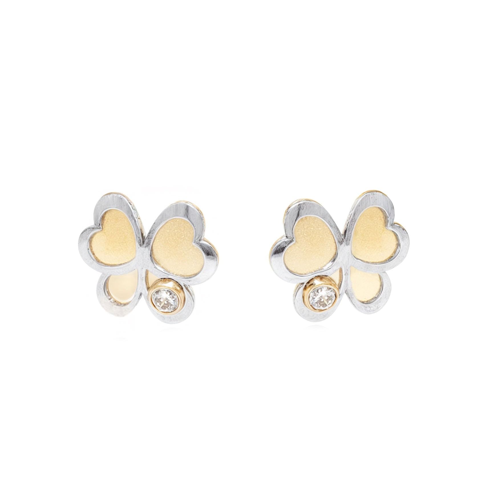 Monde Petit T1859PR - 18 K Yellow and white flower Gold Baby Earrings