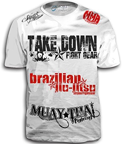 Take Down Fight Gear Skull Muay Thai Fighting Brazilian Jiu-Jitsu Walk-Out MMA UFC Tapout Style T-Shirt