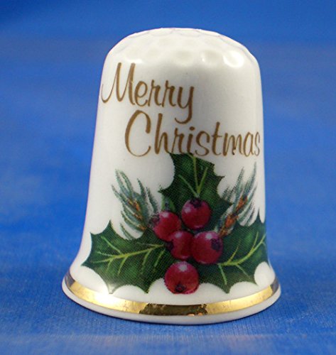 Porcelain China Thimble -- Merry Christmas