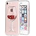 IYCK iPhone 8 Case, iPhone 7 Case, Bling Glitter Sparkle Flowing Floating Liquid Infused Flexible Transparent Soft TPU Rubber Protective Case Cover for iPhone 7/iPhone 8 4.7inch - Red Wine Glass