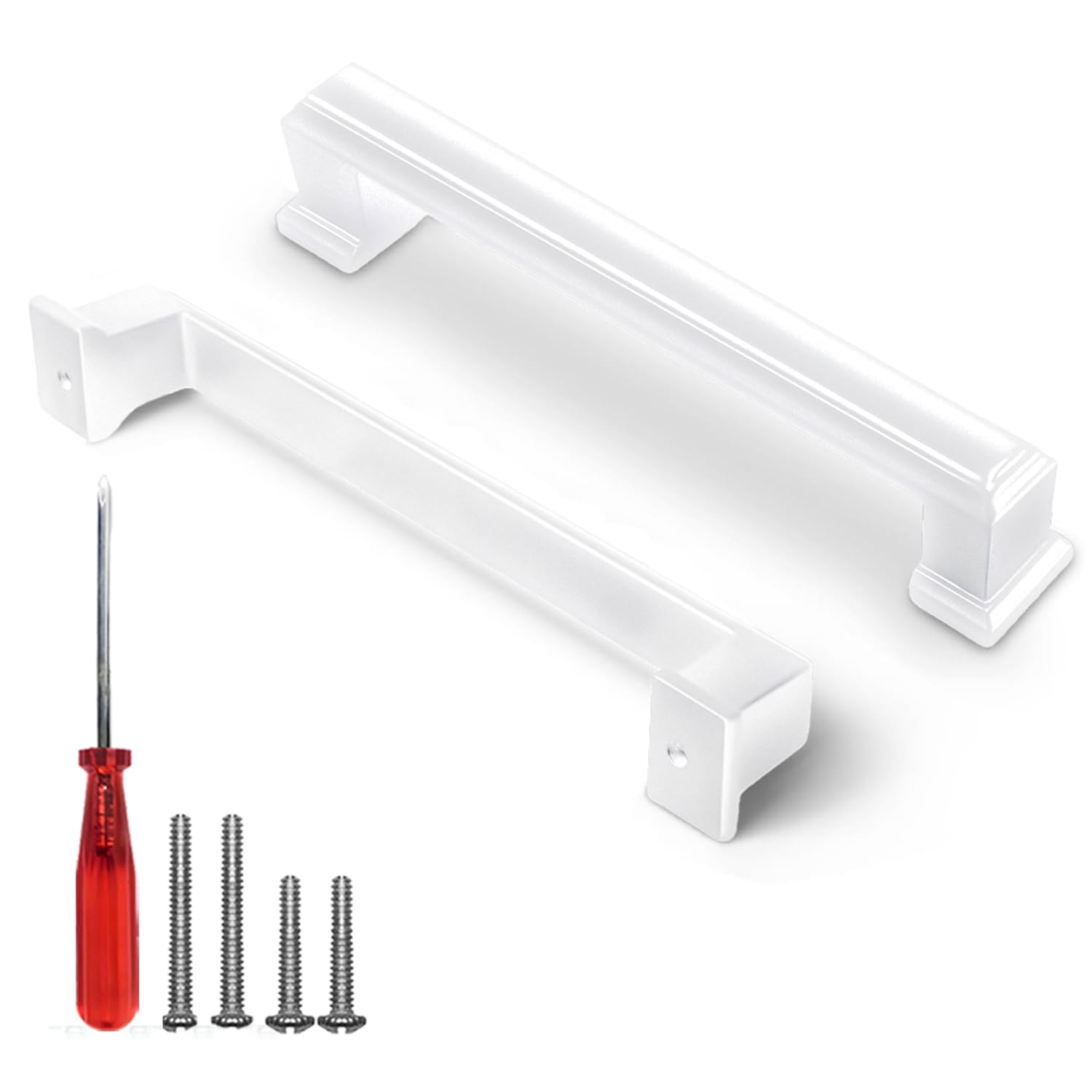 Photo 1 of FIGO HOME 5 Inch Hole to Hole - White Drawer Pulls - 4 Pack - Drawer Handles - Handles for Cabinets - White Cabinet Pulls - Kitchen Cabinet Hardware