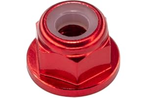 INTGAMX 30pcs M3 Flange Lock Nuts CW Aluminum Alloy Nylon Inserted Self Clinching Locking Hex Nuts for DIY Build FPV Drone RC Car Parts, Red Color