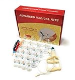 AMK Chinese Cupping Therapy Set with Pumping Handle and Gua Sha Massage Board, Set of 24