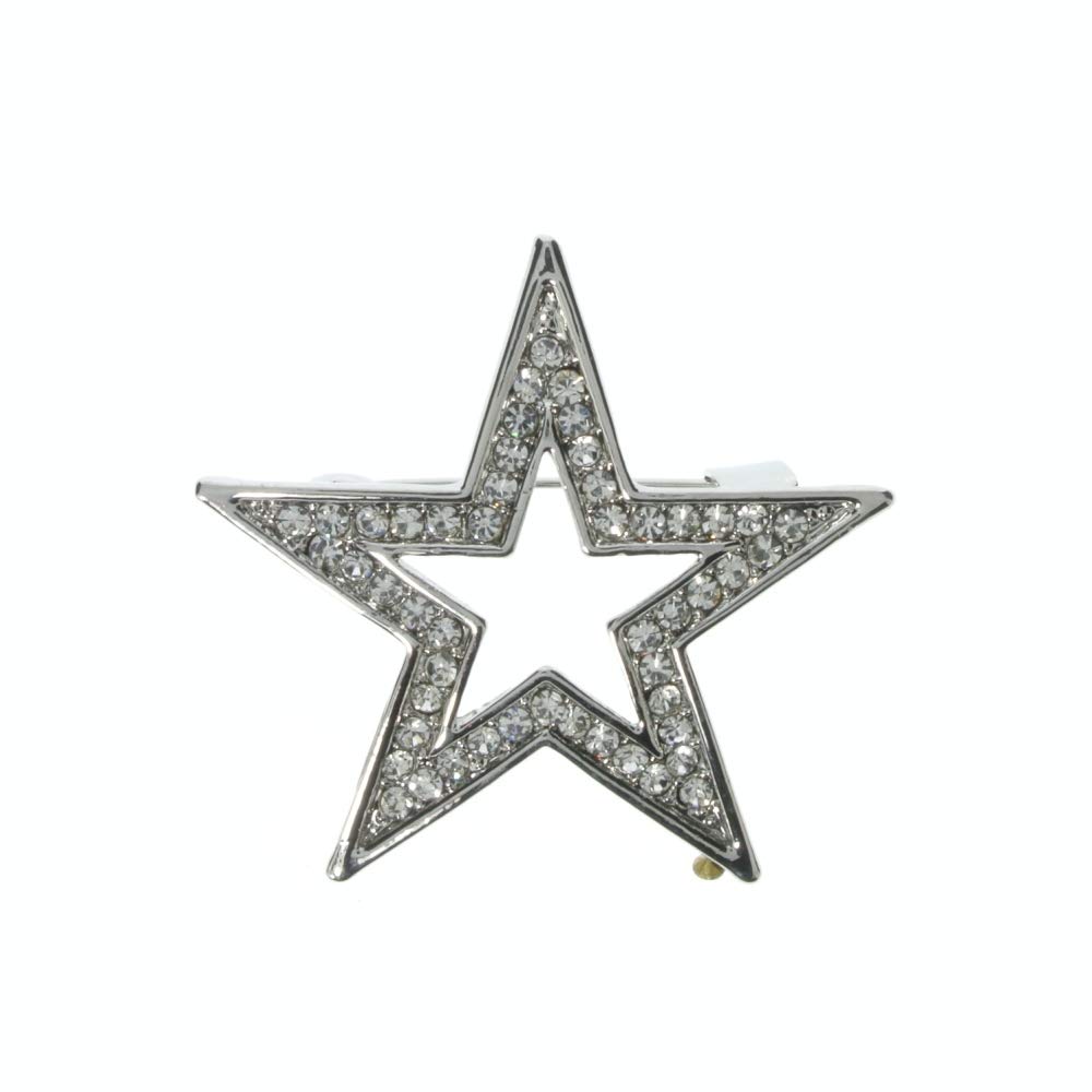 Star Brooch for women Silver Hollowed Out Pin Women’s Fashion Jewellery Love Bridal Wedding Pin Diamante Jewellery