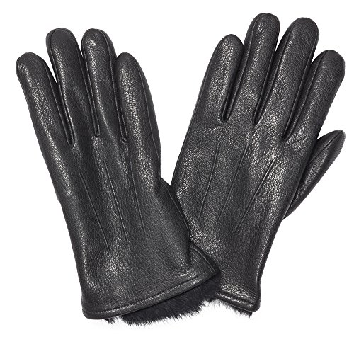 Men's Luxurious Genuine Leather with RabbitFur Lined Gloves Buy