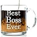 Best Boss Ever Glass Coffee Mug 13 oz - Unique Christmas Gift For Men and Women, Him or Her - Best Office Cup Birthday Present Idea For Male or Female Bosses and Coworkers