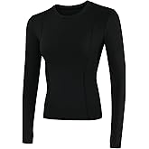 Loovoo Womens Thermal Fleece Lined Workout Shirts Athletic Compression Tee Long Sleeve Yoga Gym Basic Tops