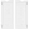 Modern Swinging Door Cafe Door Pine Wood Saloon Doors for House, Kitchen, Shop Entrance Partition Wooden Louvered Door with Quiet Hinges (White, 35.8"x40.9")