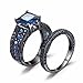 Castillna Black Sterling Silver Princess Cut Created Blue Sapphire Engagement Wedding Bridal Rings Set