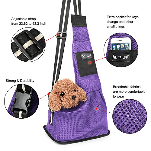 kiwitatá Small Dog Cat Pet Sling Carrier Bag Hands Free Adjustable Puppy Single Shoulder Travel Tote for Cats Dogs Bunny - Thumbnail 2