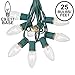 C9 Clear Christmas String Light Set - Outdoor Christmas Light String - Christmas Tree Lights - Hanging Christmas Lights - Roofline Light String - Outdoor Patio String Lights - Green Wire - 25 Foot primary