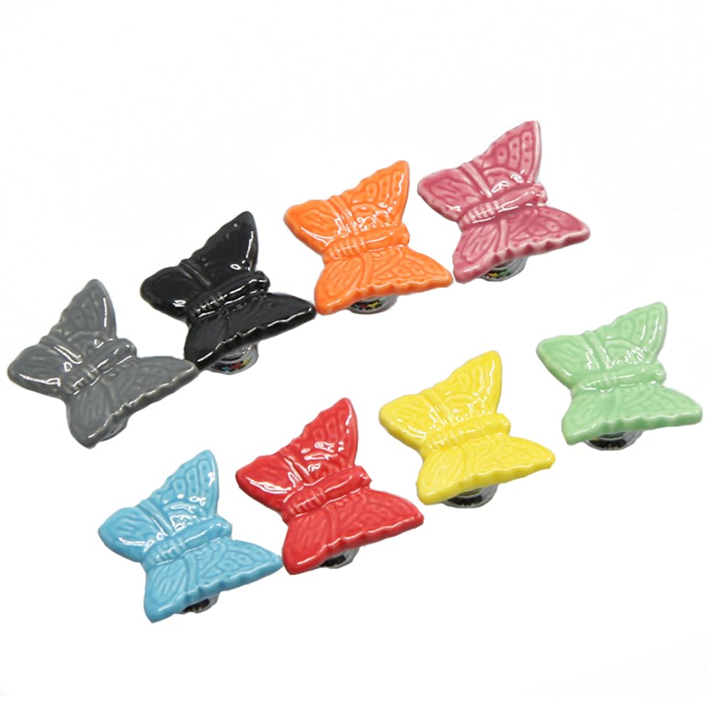 8Pcs Assorted Color Ceramic Cabinet Pull Handles for Dresser Drawer and Wardrobe - Stylish and Practical Replacement Knobs