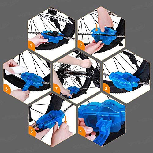 SABLUE Bike Chain Scrubber Brush Gear Cleaner Bicycle Clean Tool Set Bike Maintenance Care Accessories for Road Mountain Cycling MTB Bikes