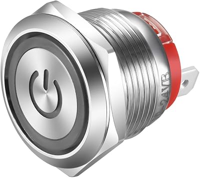 Gebildet 19mm 20A Blue LED Latching Stainless Steel Push Button Switch