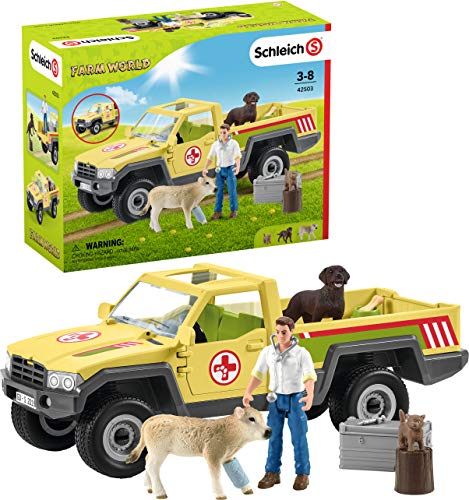 schleich 42503 Tierarztbesuch auf dem Bauernhof, ab 3 Jahren, FARM WORLD - Spielset, 12 Teile
