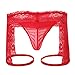 Mens Sexy Lace Boxer Briefs Sissy Pouch Crossdress Panties See-through Garter Thong G-string Bikini Shorts Underwear, Red, Medium