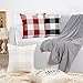 Anickal Set of 2 Beige and White Buffalo Check Plaid Pillow Covers Farmhouse Rustic Decorative Square Throw Pillow Covers Cushion Case 18x18 Inch for Home Sofa Couch Decor