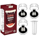 COOLJOY 3 Sizes Vampire Fangs Teeth with Adhesive Halloween Party Cosplay Props White Horror False Teeth Props Party Favors Dress Up Accessories