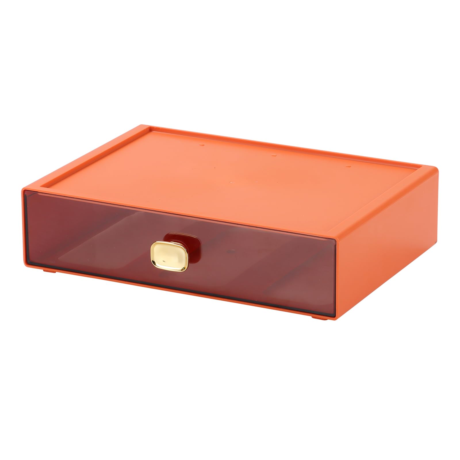 Spacious Desk Drawers, Stackable Desktop Organizer, Plastic Storage Box for Office, School & Home Supplies (1 Large Drawer, Orange)