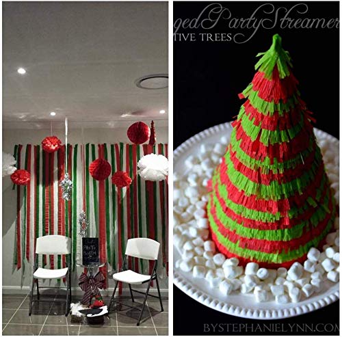 12 Rolls 324 Yards 6 Colors Christmas Party Streamers Photo Booth Backdrop Decorations Crepe Paper Streamer Red Festive Green White Gold Silver Streamers Decorative Streamers 1.8" W x 27 Yard/roll for