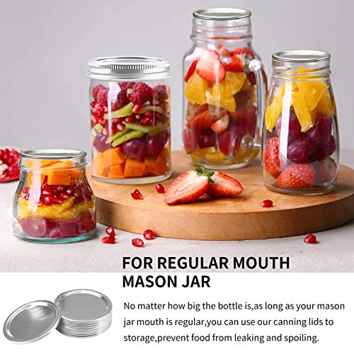 Regular Mouth Canning Lids 48Pcs Canning Lids for Mason Jar, Split-Type Food Grade Material Jar Lids for Canning - Reusable and Leak Proof for Mason Jar 100% Airtight and Secure (68MM, Not Band)