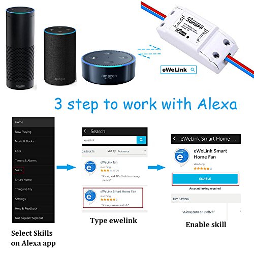 Sonoff Wifi Switch 3-Pack Wireless Remote Control Electrical for Household Appliances,Compatible with Alexa DIY Your Home Via Iphone Android App
