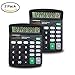 2 Packs of 12-Digit Standard Desktop Calculator, SourceTon Basic Handheld Calculator with Large LCD Display and Large Buttons, Dual Powered Office Calculator, Black