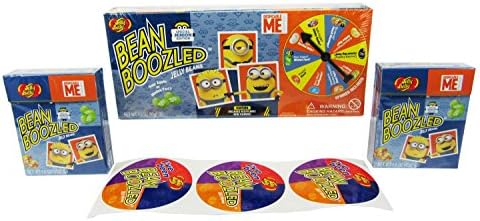 Jelly Belly BeanBoozled Minion Edition - 1 Spinner Gift Boxes + 2 Refill Fliptop Boxes + Plus 3 BeanBoozled Stickers