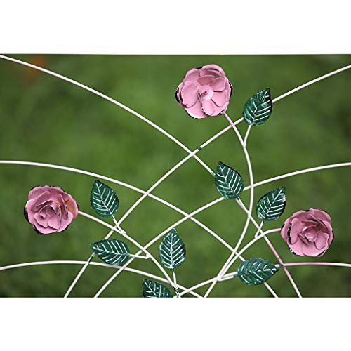 YICOL Rosenbogen Torbogen mit Tor 3D Rose Terrasse Balkon Arbor Pergola für Kletterpflanzen Trellis Support, Weiß – Bild 4