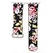 YOSWAN Bracelet for Watch, National Black White Floral Printed Leather Watch Band 38mm 42mm Strap for Watch Flower Design Wrist Watch Bracelet (Black+ Pink flower, 42mm)