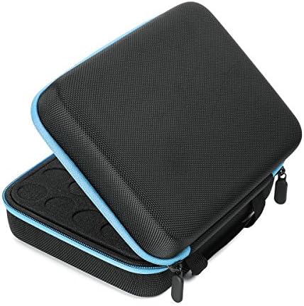 EAGKORD Essential Oils Carrying Case, 30 Bottles 5ml, 10ml, 15ml Bottles Lightweight Oil Storage Perfect for DoTerra and Young Living Oils with Foam Insert Essential Oil Holder (Black + Blue)