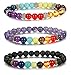 FIBO STEEL Chakra Bracelet 3 Pcs Chakra Beads Bracelet for Men Women Lava Rock Stone Energy Healing Bracelet Elastic