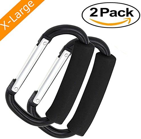 2 Pack X-Large Stroller Hook Set for Mommy By KIYUE. Two Great Organizer Accessories for Hanging Diaper &amp; Shopping Bags &amp; Purses. Clip Fits All Single and Twin Travel Systems &amp; Baby Joggers