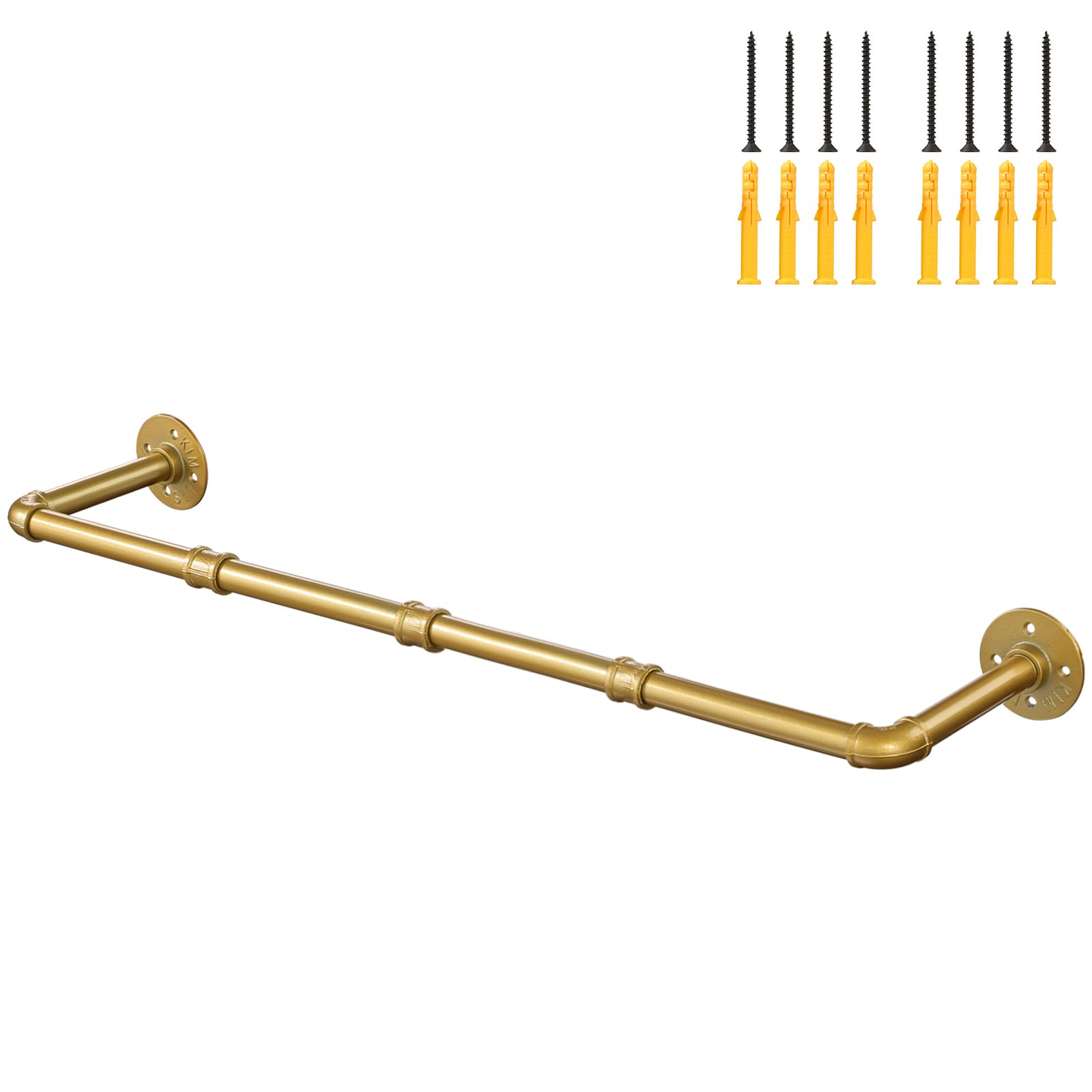 Photo 1 of Industrial Gold Pipe Clothing Rack, Wall Ceiling Mounted Clothes Garment Rack 40'', Iron Golden Pipe Clothes Hanging Bar, Heavy Duty Metal Rod for Retail Display Closet Storage