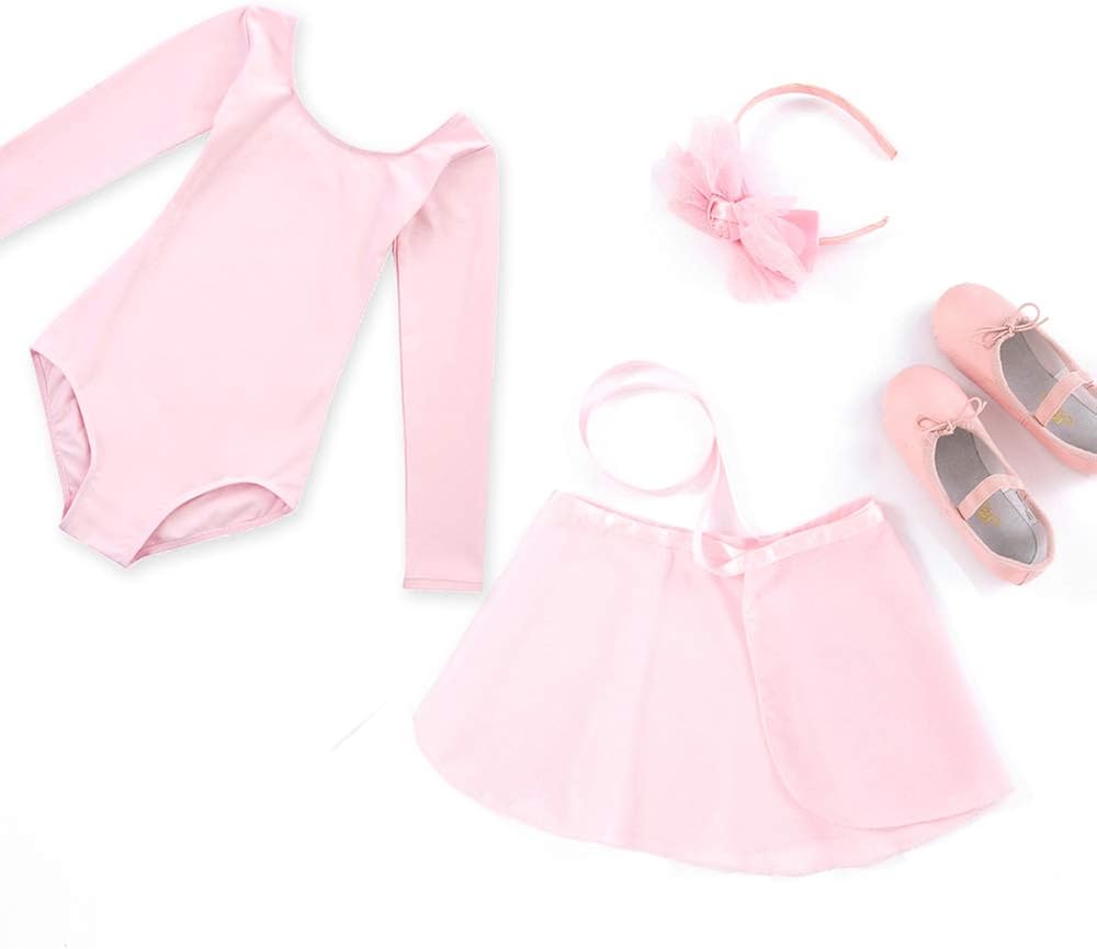 STELLE Girls Long Sleeve Ballet Leotards with Separated Skirt: Clothing