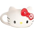 Vandor 18001 Hello Kitty Sculpted Ceramic Mug, White, Red, Black, and Yellow