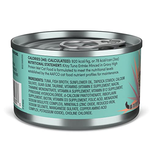 Kitzy Wet Canned Food High Protein, Wild Caught Tuna Recipe in Gravy