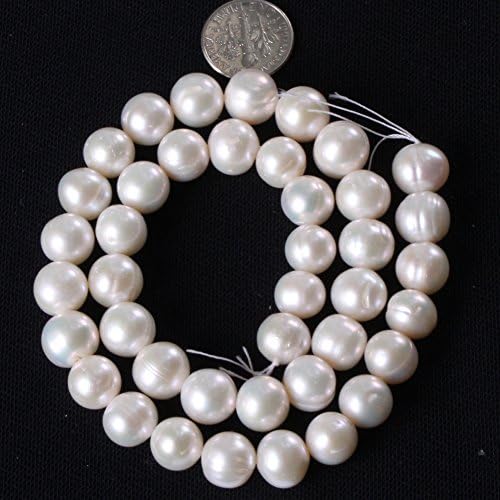 Freshwater Cultured Pearl Beads for Jewelry Making Natural Gemstone Semi Precious 10-11mm White 15" JOE FOREMAN