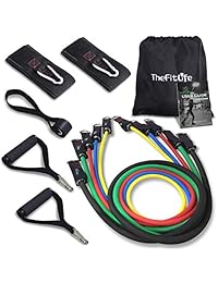 TheFitLife - Juego de bandas de resistencia para ejercicios, diseño de bandas de entrenamiento de fitness apilables hasta 604.1 lbs con asas supergrandes y suaves, correas de tobillo, anclaje de puerta para entrenamiento en casa, gimnasio, yoga