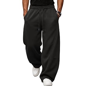 Aoysky Mens Wide Leg Baggy Sweatpants Elastic Waist Casual Lounge Pants | High waist drawstring, workout athletic outfits, jo