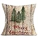 Asamour Xmas Vintage Wood Home Decor Pillowcase Christmas Letter with Beautiful Wreath Decorative Throw Pillow Case Cushion Cover 18’’x18’’ Set of 4,Red Truck,Christmas Tree (4 Pack Vintage Wood Xmas)