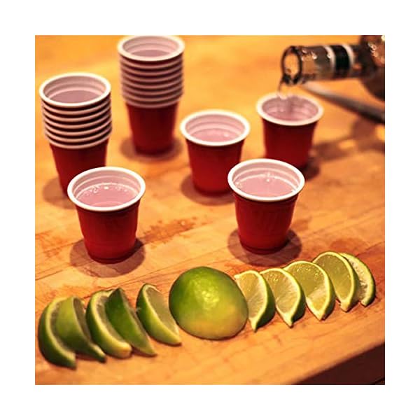 PARTY BARGAINS 2oz Plastic Shot Glasses (120 Pack) Mini Red