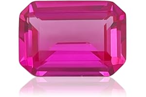 Gryrigns Emerald Cut Loose Synthetic Pink Sapphire Stone Pinkish Corundum Gemstone Machine-Cut Faceted 3A VVS (1Pcs)