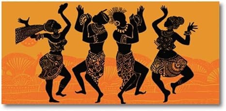Amazon アフリカの壁アート女性男性ダンスシルエットポスター とプリントパプアンのダンスキャンバス絵画リビングルームの装飾のための写真50x100cmフレームなし アートフレーム ポスター オンライン通販