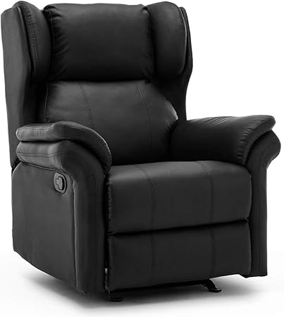 More4homes Oakford Winged Recliner Chair Rocking Gaming Armchair Bonded Leather Black Amazon Co Uk Kitchen Home