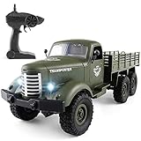 Flywind Military RC Truck Toys for Kids Boys, 6WD Remote Control Military Truck Army RC Cars with Rechargeable Battery RC Military Vehicles Kids Xmas Present, Green