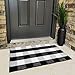 Cotton Buffalo Plaid Rugs Buffalo Check Rug Black and White Checkered Rug Welcome Doormat Rug for Kitchen Carpet Bathroom Outdoor Porch Laundry Living Room Braided Washable Throw Mat (23.6